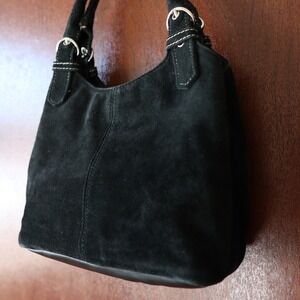 Black Genuine Suede Small Handbag Shoulder Vintage JC Penny's 90s Quiet Luxury